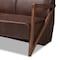 Baxton Studio Christa Mid-Century Fabric Upholstered Faux Leather and Wood Sofa-Dark Brown 191-11708-ZORO - alternate 3